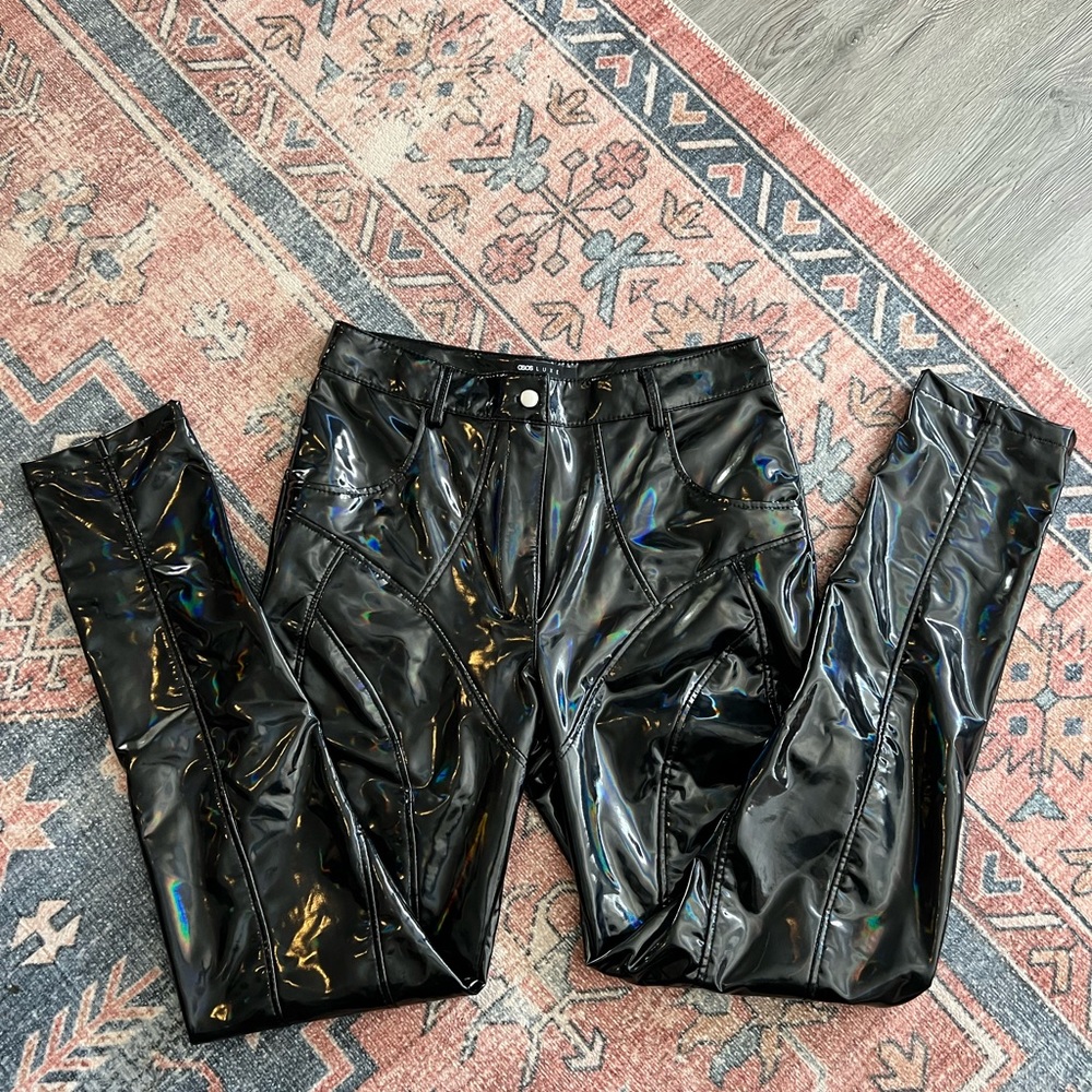 ASOS Oil Look Faux Leather High Waisted Pants